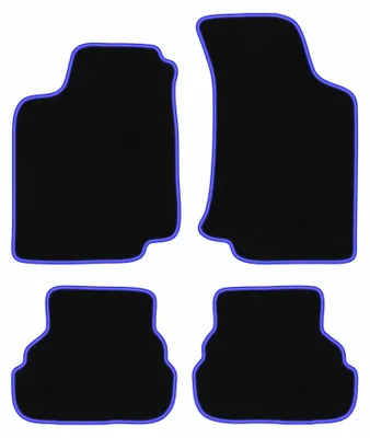 Obrázek produktu pro Velurové autokoberce pro: Volkswagen Golf III 1993-2002 (kabriolet/hatchback/kombi) – sada 4 ks, černo-modré, na míru – Wielganizator CARLUX