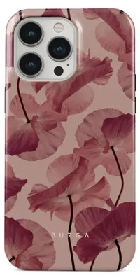 A close-up view of a phone case with a floral pattern.