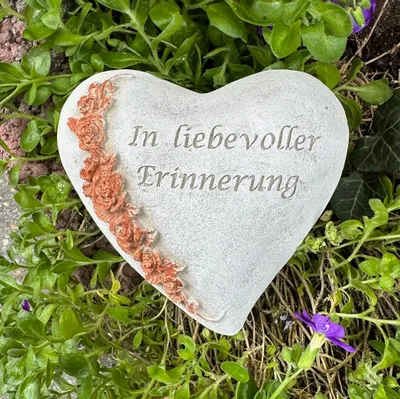 Produktbild von Grabherz asym.Spruch Grabschmuck Grab Herz - In liebevoller Erinnerung - Rose Rost , ca.450g