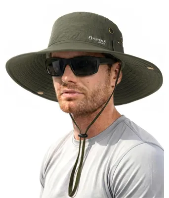 Immagine prodotto di Cappello da pesca da uomo, protezione solare UPF 80, tesa larga, pieghevole, verde, taglia unica