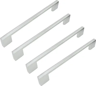 Immagine prodotto di set di 4 maniglie per mobili Svelto 160 mm in alluminio in argento opaco, stile classico per cucine e soggiorni, viti di montaggio incluse.