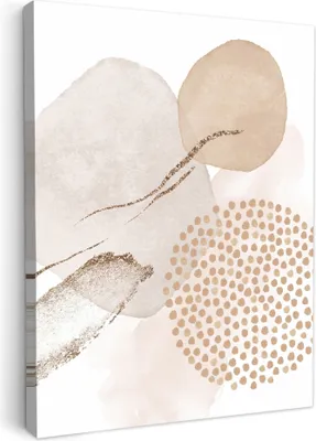 Produktbild von MuchoWow® - Leinwandbilder - Aquarell - Beige - Pastell - Modern - Abstrakt, Wandbild, Wanddeko Bilder Wohnzimmer, 60x80 cm