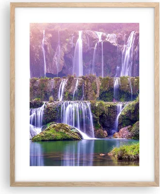 Produktbild von Gerahmtes Poster - Rahmen in heller Eiche - Wasserfall Natur - 40x50 cm - Wand Bild - Wanddeko - Wandbilder - Kunstposter - Wandposter - Bilderrahmen - Bilder - Kunstdruck - Wandbild - P2NPA40x50-3893