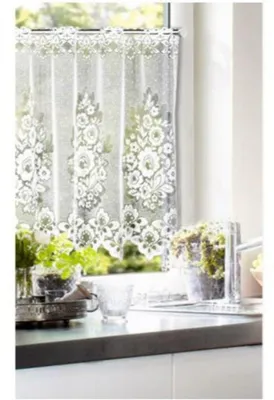 Produktbild von Scheibengardine „Giovanni" - weiße Kurzgardine - Größe (HxB) 60x150cm