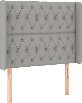 Image de vidaXL Tête de lit avec oreilles gris clair 103x16x118/128 cm Tissu