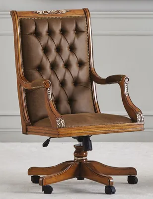 Produktbild von Casa Padrino Luxus Barock Chesterfield Schreibtischstuhl Braun - Höhenverstellbarer Barockstil Bürostuhl mit edlem Kunstleder - Barock Büro Möbel - Luxus Qualität -  Italy