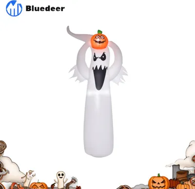 Produktbild von Halloween aufblasbares Gespenst 1 – 8 m Dekoration mit LEDs Weiß + Orange Polyester 80 x 40 x 180 cm