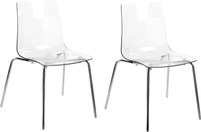 Produktbild von BELIANI 2-teiliges Set Esszimmerstühle, transparenter Kunststoffsitz, Metallbeine, Rückenlehne, modernes Design