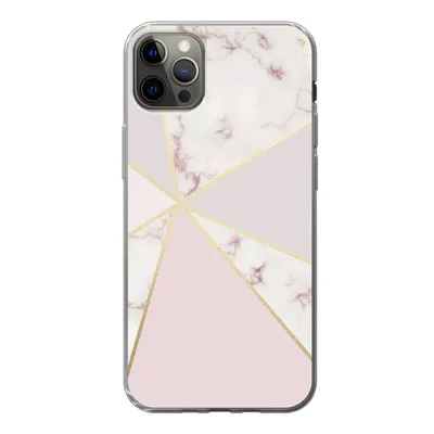 Produktbild von MuchoWow® Handyhülle Schutzhülle Hülle für iPhone 12 Pro Max Marmor - Gold - Rosa Silikon Softcase Handy Hülle - Hartschale
