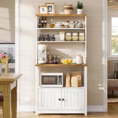 Image de Armoire de cuisine - Armoire de rangement - Buffet - Meuble de cuisine bas - Armoire - Multifonctionnelle - Hauteur : 160 cm