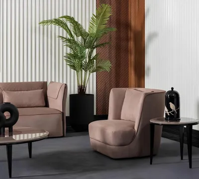 Immagine prodotto di Poltrona in tessuto beige in stile moderno