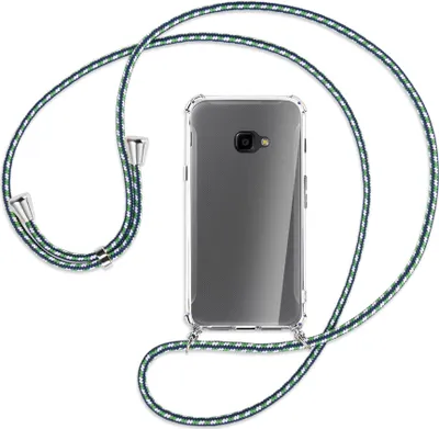 Produktbild von Handykette Backcover-Schutzhülle mit Band (Metall silberfarben) für Samsung Galaxy Xcover 4 / 4s - grün/blau/weiß