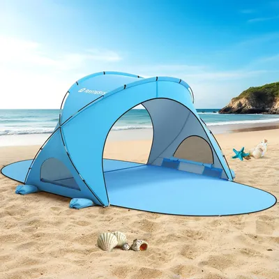 Produktbild von Strandzelt für 1-4 Personen - Tragbar - Sonnenschutz - Stabilität mit Fiberglasstangen
