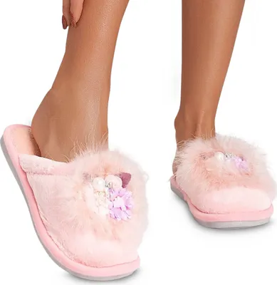 Produktbild von Damen Hausschuhe Pantoffeln Fell Plüsch Slipper Ballegra Rosa Gr.39