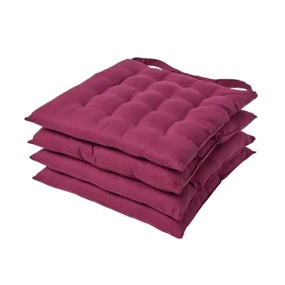 Produktbild von HOMESCAPES 4er Set Stuhlkissen 40x40 cm weinrot – Sitzkissen Outdoor/Indoor mit Baumwollbezug, Sitzpolster waschbar