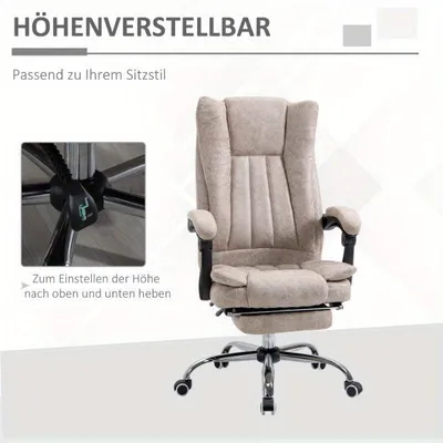 Immagine prodotto di Sedia da ufficio ergonomica - Altezza regolabile, girevole e con poggiapiedi - Beige