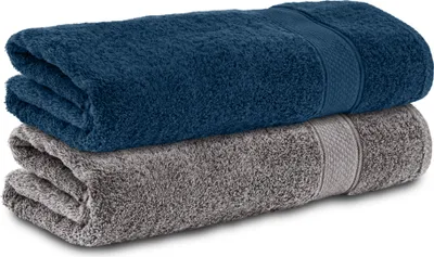 Produktbild von Komfortec 2er Handtücher 50x100 cm Set aus 100% Baumwolle, 470g/m², Frottee, Weich, Anthrazit/Petrol