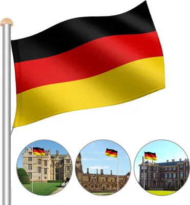 Produktbild von Jopassy Aluminium Fahnenmast 6,50m inkl Seilzug inkl Deutschlandfahne Flaggenmast Mast Flagge Alu