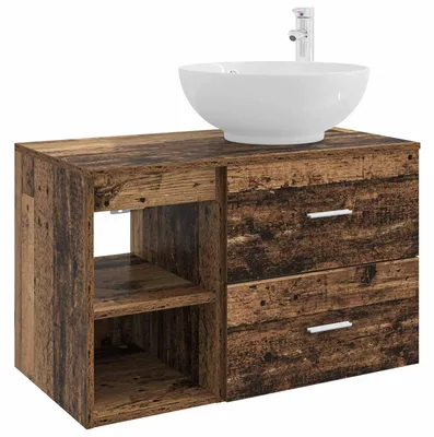 Image de vidaXL Ensemble de meubles de salle de bain, 2 pièces, en bois de récupération et en panneaux de bois