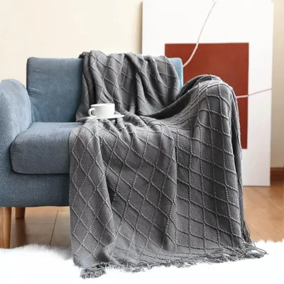 Obrázok produktu pre Pletená prikrývka – Mäkká dekoračná prikrývka – Hrejivá prikrývka – Spacia prikrývka – 127 x 170 cm – S retuškami