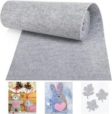 Obrázek produktu pro Světle šedá polyesterová plstěná podložka 30 cm x 300 cm x 3 mm pro DIY, patchwork, šití a ruční práce