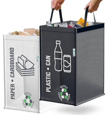 Immagine prodotto di Set di contenitori per la raccolta differenziata, 2 contenitori da 50 litri ciascuno, in plastica, per uso domestico