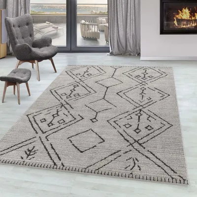 Berberlook Vloerkleed 140x200 cm, Beige, Polyester, Laagpolig