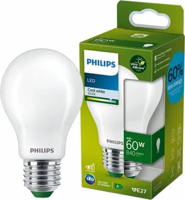 Produktbild von Philips LED E27 A60 Classic 4W = 60W ULTRA EFFIZIENT 840lm Kaltweiß 4000K