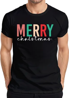 Produktbild von Merry Christmas Spruch - Weihnachten Weihnachtsgeschenk Christmas Herren T-Shirt, Schwarz, XXL