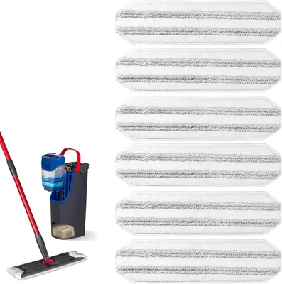 Produktbild von 6 Stück Ersatz-Wischmopptücher - für Vileda H2PrO Bodenwischer - Wiederverwendbar - Mikrofaser Wischpads Ersatz für O-Cedar H2prO Flacher - grau