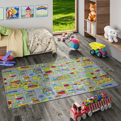 Produktbild von Kinder Spiel Straßenteppich Abenteuerland Bunt, Größe:200x300 cm