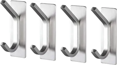Obrázek produktu pro TOJ Living Nástěnné háčky - Set mit 4 Haken - Šatní háčky - Nástěnné háčky na kabáty - Šatní nástěnné háčky - Selbstklebend - Handtuchhalter ohne bohren - Edelstahl - Silber