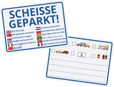 Produktbild von Scheisse Geparkt Notizblock 50 Blatt für Windschutzscheibe mit 12 Sprachen