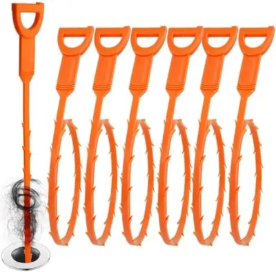 Produktbild von PolkaHome® 6-teilige Abflussreiniger-Set, 64 cm Rohrreiniger mit Drehgriff für Küche, Bad, Toilette
