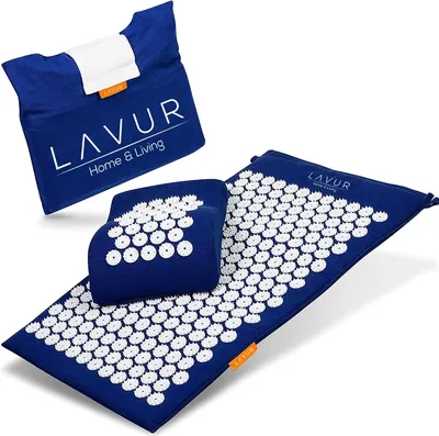 Immagine prodotto di Set tappetino per agopressione Lavur blu 74x44x2 cm Tappetino Cuscino e borsa
