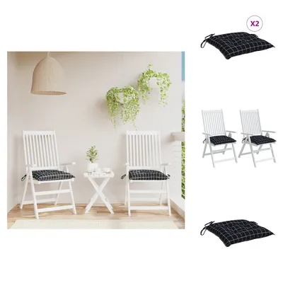 Image de vidaXL Coussins de chaise 2 pièces Motif à carreaux noir 50 x 50 x 7 cm Tissu Oxford - Coussins d'assise