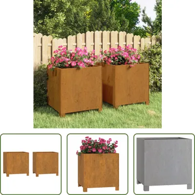 Produktbild von The Living Store Pflanzkübel mit Beinen 2 Stk. Rostig 42x40x43 cm Cortenstahl