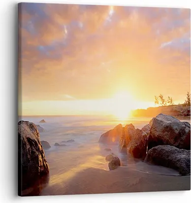 Produktbild von Bild auf Leinwand - Leinwandbild - Meer Strand Felsen - 30x30cm - Wand Bild - Wanddeko - Wandbilder - Leinwanddruck - Bilder - Kunstdruck - Wanddekoration - Leinwand bilder - Wandkunst - AC30x30-3649