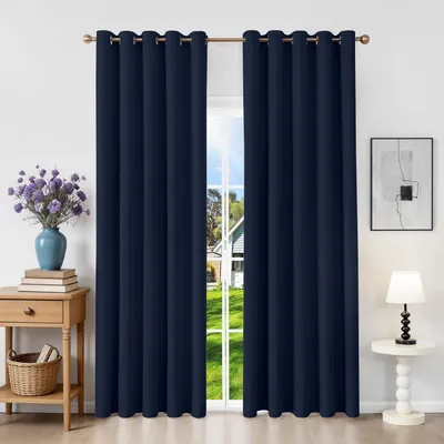 Immagine prodotto di Omgoods - Tende oscuranti con passanti - Blu navy, set di 2, 200 x 160 cm