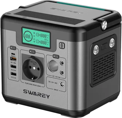 Produktbild von SWAREY S500 Pro 500W (Spitzenwert 1000W) Tragbare Solarspeicher Power Station Powerstation 518Wh/144000mAh Solar Generator Solargenerator Akku Ladegerät Stromerzeuger mit 2x 100W Solarpanels Solaranlagen Solarladegerät Solarzelle Solarbox Powerbank