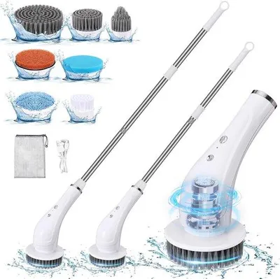 Zdjęcie produktu dla Elektryczna szczotka czyszcząca 300 ml – srebrna – wodoodporna – ręczna – siła szorowania 3000 – 12 V