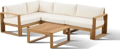 Produktbild von Modulares Garten Ecklounge Set LEVATA, Akazienholz, 5 Personen, Beige, Inklusive Tisch