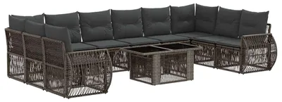Produktbild von vidaXL Gartensofa-set 11 stk. Grau und Dunkelgrau Poly-Rattan