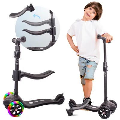 Produktbild von Kinder Roller Kinderscooter Dreiradscooter mit LED Räder, 2-Rädern, Hinterbremsen, Höhenverstellbare