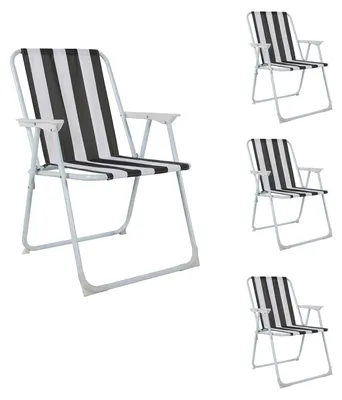 Image de 4 pièces chaise de camping chaise pliante chaise de jardin anthracite/blanc