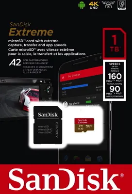Produktbild von Sandisk Micro SDXC Karte 1TB Speicherkarte Extreme UHS-I U3 4K 160 MB/s V30 A2 Class 10
