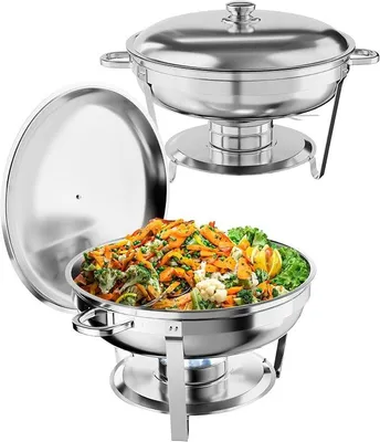 Produktbild von Chafing Dish Buffet 5L 2er Set, Edelstahl Warmhaltebehälter Essen