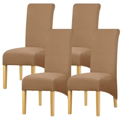 Stretch-Stuhlbezüge für Hochlehner, 4er-Pack, Kamel
