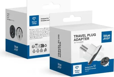 Zdjęcie produktu dla Adapter podróżny BLUE STAR GO TO Europe (typ E) 16A biały