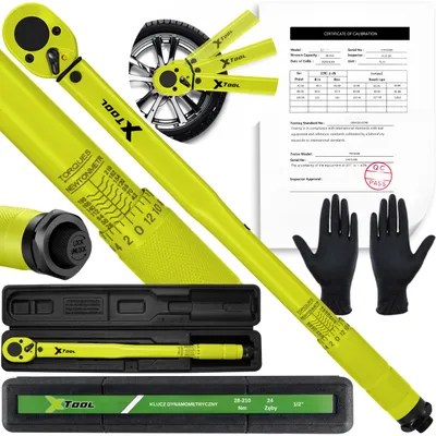 Produktbild von Drehmomentschlüssel 1/2" 28–210 Nm Xtool | CrV & CrMo Stahl | mit Kalibrierzertifikat, Koffer, Handschuhe